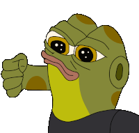 a cartoon of a frog with big eyes giving a thumbs up