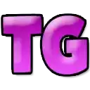 a purple letter tg is on a white background .