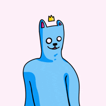 a cartoon drawing of a blue cat with a crown on its head and the words go f * ck yourself