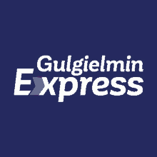 a blue background with the words gulgielmin express on it