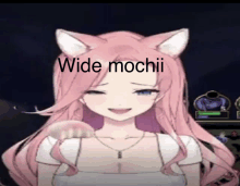 a picture of a girl with cat ears and the words wide mochii