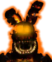 a nightmare bonnie from five nights at freddy 's with a glowing face