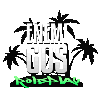 a logo for enemy gos roleplay has palm trees in the background