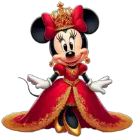 minnie mouse is wearing a red dress and a crown