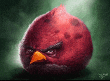 a painting of an angry bird by sam sprut