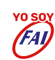 a logo that says yo soy fai in red and blue