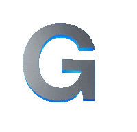 the letter g is gray with a blue outline