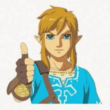 a cartoon of link giving a thumbs up sign .