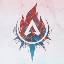 a logo for a video game called apex legends with a flame in the middle .