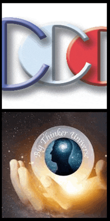 a logo for big thinker universe with a picture of a person 's head