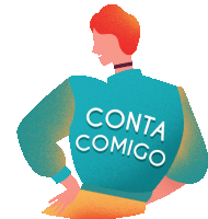 an illustration of a person with the words conta comigo written on their back