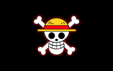 a skull with a straw hat and crossbones