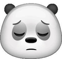 a panda bear with its eyes closed and a sad expression on its face