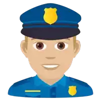 a cartoon illustration of a police officer with a badge on his hat