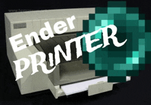 a picture of an ender printer with a pixelated emerald