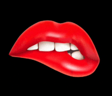 a close up of a woman 's mouth with red lips and white teeth on a black background