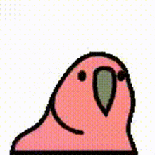 a cartoon of a pink parrot with a long beak .