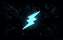 a blue lightning bolt in a black circle with a richard f logo below it