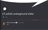 a speech bubble says lf polish underground state