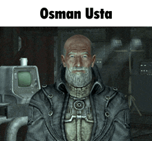 a man with a beard and the name osman usta on the bottom