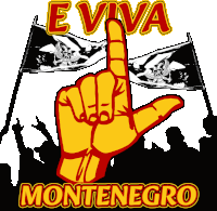 a poster that says e viva montenegro with a hand