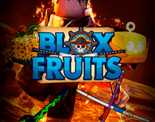 a poster for blox fruits shows a man holding a steering wheel