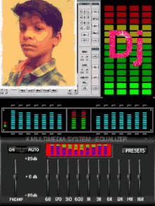 a x multimedia system equalizer with a picture of a boy