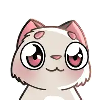 a cartoon drawing of a cat with a pink nose