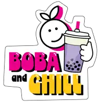 a boba and chill logo with a smiley face