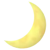 a yellow crescent moon with spots on it