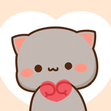 a cartoon cat is holding a heart with the letter g on it