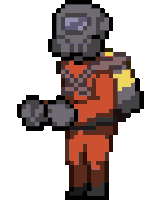 a pixel art drawing of a soldier with a backpack