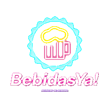 a neon sign for bebidasya with a chef 's hat on it