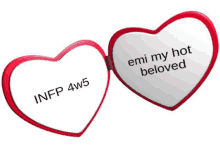 a heart shaped mirror with the words emi my hot beloved on it