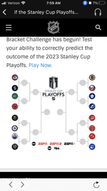 a screenshot of the stanley cup playoffs