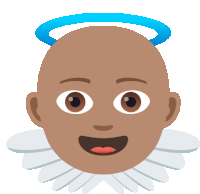 a cartoon illustration of an angel with a blue halo