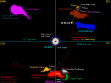 a map showing the location of uss voyager in the middle