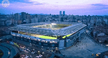 an aerial view of a soccer stadium with the word campos written on it