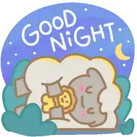 a sticker that says good night with a sheep and a bear