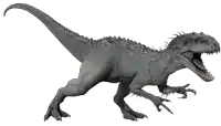 a gray dinosaur with its mouth open and claws extended