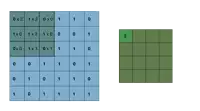 a blue and green grid with numbers 1 through 7