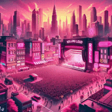 an illustration of a rolling loud concert in the city