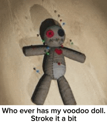 a picture of a voodoo doll with pins on it