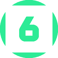 a green number 6 with a square in the middle