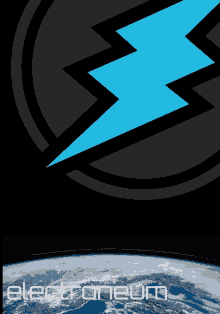 a poster with a blue lightning bolt and the word electroneum