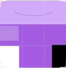 a purple box with a white border and a black corner