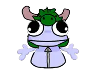 a drawing of a frog with a green hat on his head