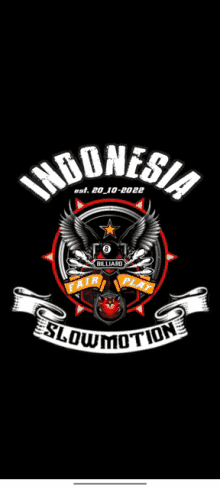 a logo for indonesia slow motion with a black background