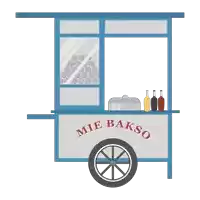 a cart that says mie bakso on the front