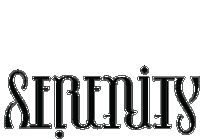 a black and white logo for serenity 's on a white background